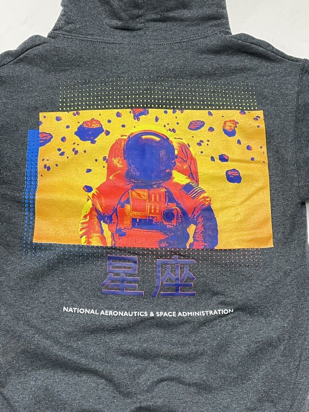 NASA Astronaut Hoodie Bright Colors Spaceman Size Large Hyper Space Mens Womens